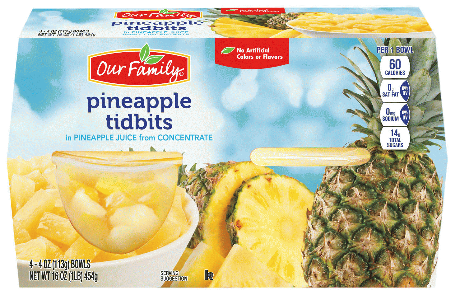 Our Family  pineapple tidbits in juice, 4-oz. plastic tubs Full-Size Picture